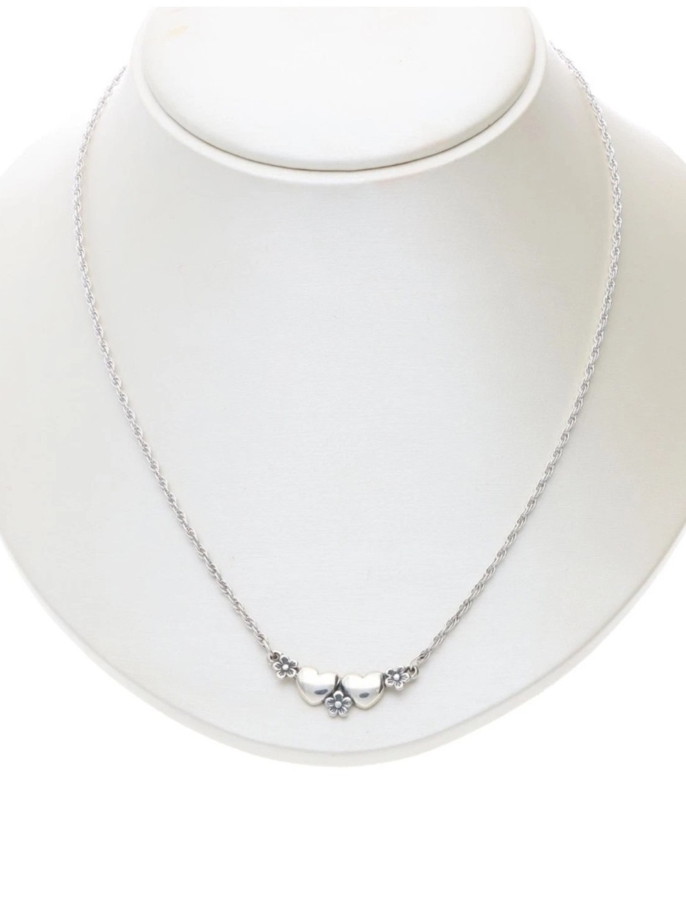 Retired James Avery Silver Heart and Flower Pendant 3 Length Adjustable